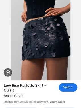 Danielle Guizio Black Paillette Low-Rise Mini Skirt